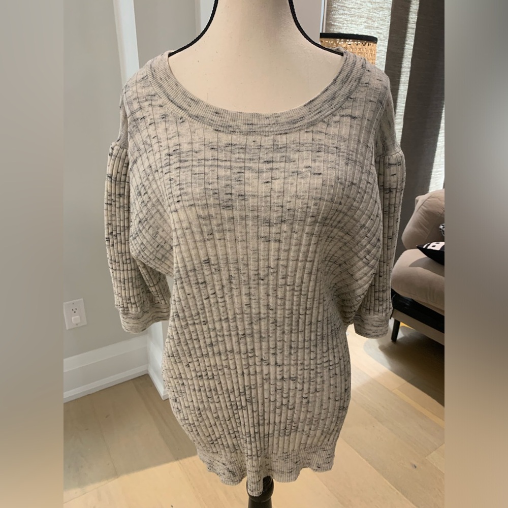 Joie Women’s Size 2X Marled Ribbed Short Sleeved Sweater